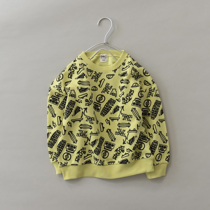 65_ライム_手書き総柄