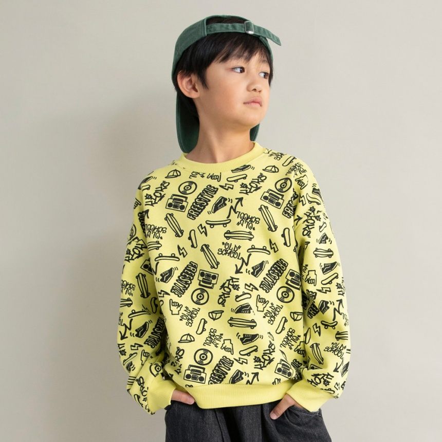 65_ライム_手書き総柄