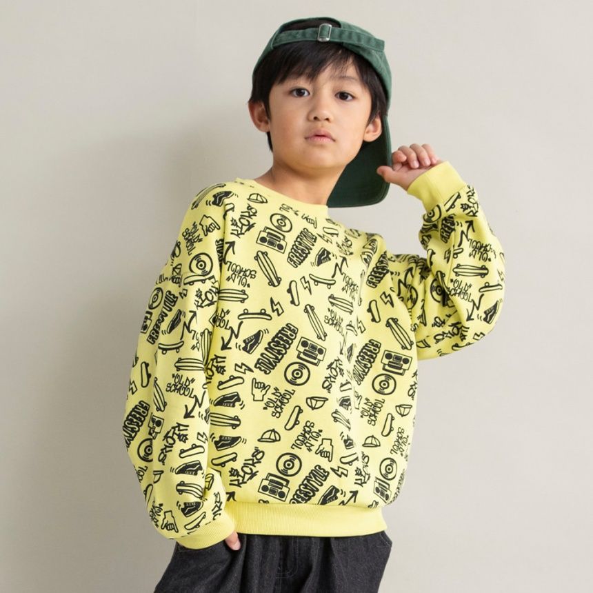 65_ライム_手書き総柄