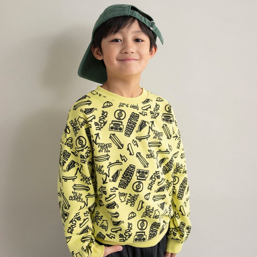 65_ライム_手書き総柄