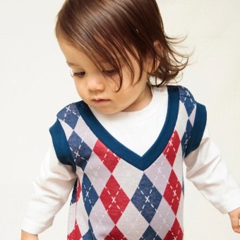 【ベビー/おそろい】アーガイルチェック柄長袖カバーオール