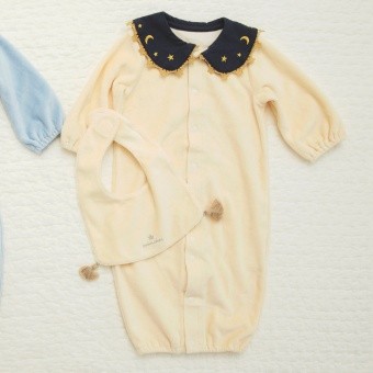 【ベビー】星刺繍衿ベロア2WAYオール