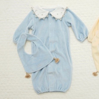 【ベビー】星刺繍衿ベロア2WAYオール