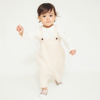 【ベビー/あったかニット】ポコポコ編みニットサロペット
