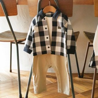 【ベビー/おそろい】チェック柄カバーオール