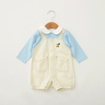 サロペットドッキング風長袖カバーオール