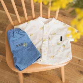 【ベビー/おそろい】ミモザ刺繍トップス＆ボトムスセット