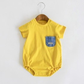 デニムポケット付半袖カバーオール