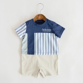 【おそろい】異素材切り替え半袖カーバーオール