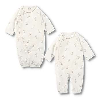 うさぎ柄肌着付き2WAYオール