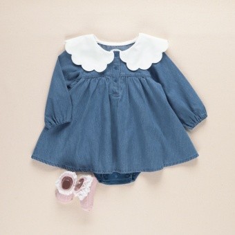 スカラップ衿カバーオール