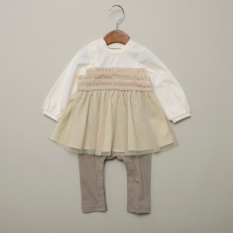 チュールフリルカバーオール