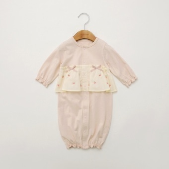 さくらんぼ刺繍フリル付き長袖２WAYオール