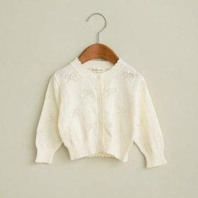 リボン柄ニットカーディガン