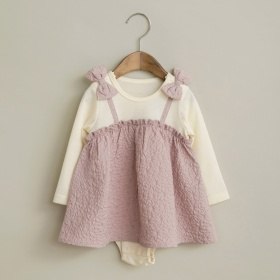 【キッズとおそろい】肩リボンドッキングカバーオール