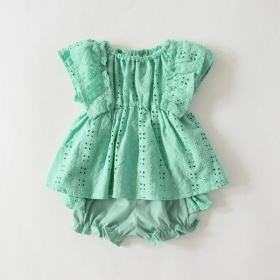 【キッズとおそろい】スカラップ刺繍トップス＆ボトムスセット