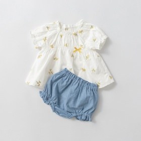 【おそろい】花刺しゅうトップス＆ブルマセット