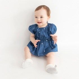 【おそろい】ハート刺しゅうデニムトップス＆ブルマセット