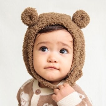 【ベビー】モールニットくま＆ひつじベビー帽