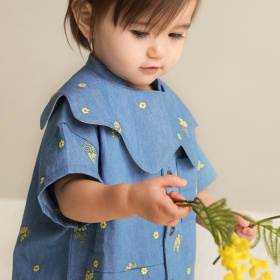 【ベビー/おそろい】ミモザ刺繍スタイ