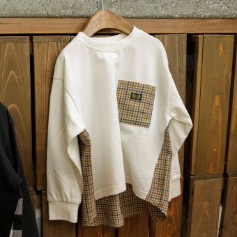 【おそろい】チェック柄切替Tシャツ
