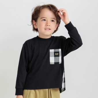 【おそろい】チェック柄切替Tシャツ