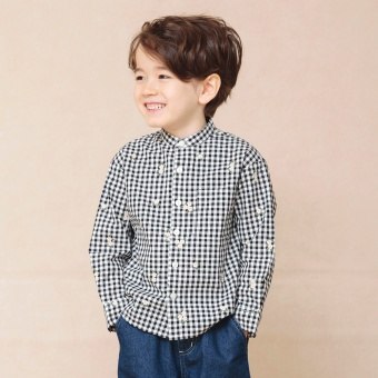 【おそろい】さくら刺繍長袖シャツ