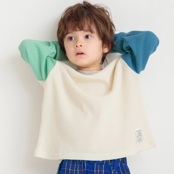 【ブランシェスmini】やわらかワッフル長袖Tシャツ