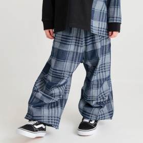 先染めチェックデニムロングパンツ