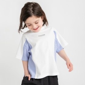 異素材切り替え半袖Tシャツ