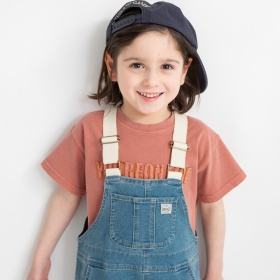 ピグメント加工/ロゴアップリケ半袖Tシャツ