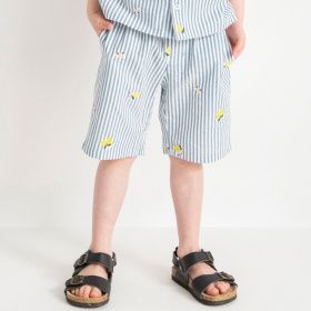 【おそろい】レモン＆フラワー総柄刺しゅうハーフパンツ