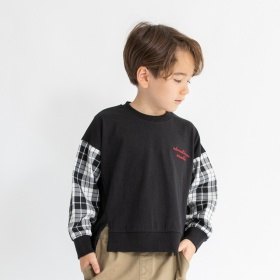 【おそろい】チェック柄長袖Tシャツ　ロンT