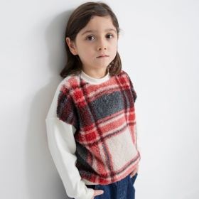 【あったか】ボア切替裏起毛トレーナー