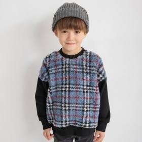 【あったか】ボア切替裏起毛トレーナー