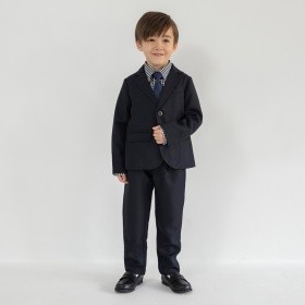 【フォーマル3点セット】ネイビージャケット+ロングパンツ+ギンガムシャツ_(クーポン対象外)