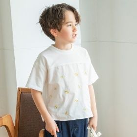【WEB先行】【おそろい】花刺しゅう半袖Tシャツ