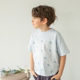 【WEB先行】【おそろい】花刺しゅう半袖Tシャツ