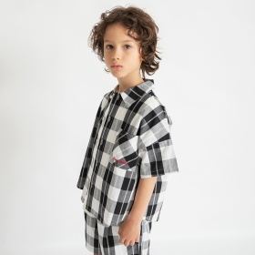 【おそろい】ブロックチェック半袖シャツ