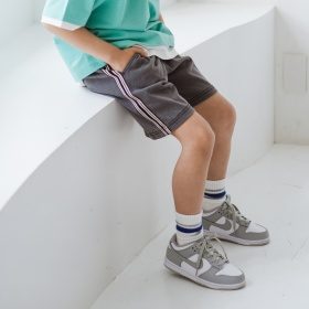 【ヴィンテージ風】サイドラインデニムハーフパンツ