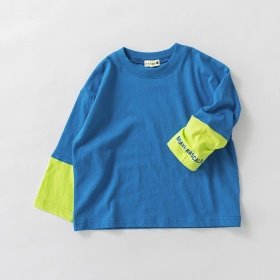 【プチプラ】袖配色切替長袖Tシャツ
