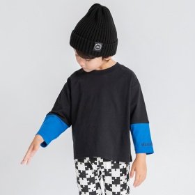 【プチプラ】袖配色切替長袖Tシャツ