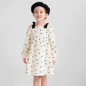 肩リボンカットソーワンピース