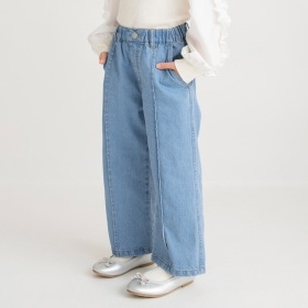 【綿100％】デニムワイドパンツ