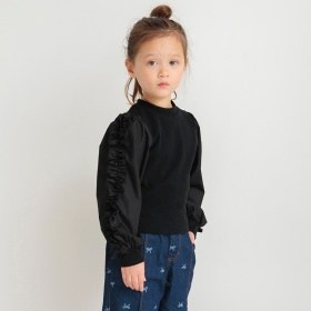 袖フリル長袖Tシャツ