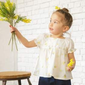 【おそろい】ミモザ刺繍チュニック