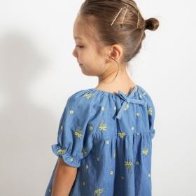 【おそろい】ミモザ刺繍チュニック