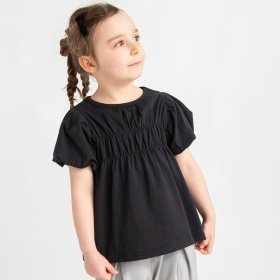 バルーン袖シャーリングTシャツ