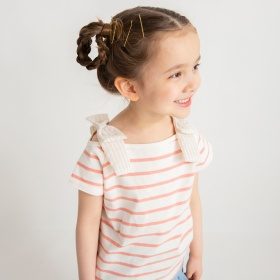 肩リボン半袖Tシャツ