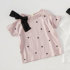 【プチプラ】肩リボン半袖Tシャツ